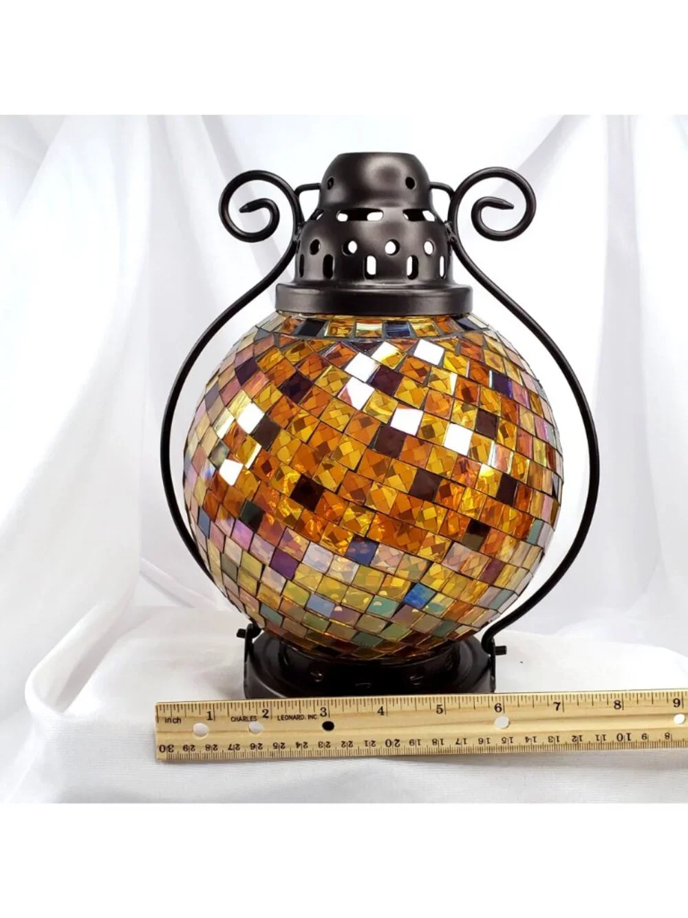Partylite P9238 Global Fusion Mosaic Lantern With Box Retired Multicolor Glass
